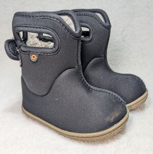 Baby Bogs II Solid Infant Size 4 Rain Snow Boots Black Waterproof
